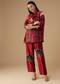 Red Hand Dyed Ajrakh Tunic and Pant Set