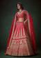 Red Silk Bridal Lehenga Set with Zari and Beads