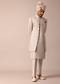 Exquisite Beige Silk Sherwani With Intricate Embroidery