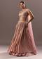 Dusty Pink Ruching Lehenga With Embroidered Blouse And Choker Dupatta
