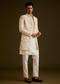 Cream Embroidered Sherwani Set