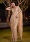 Gold Sequin Embellished Net Saree