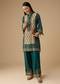Teal Indie Printed Crepe Kurta Pant Set