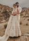 Off White Crystal Embroidered Bridal Lehenga For Her & Satin Embroidered Bandhgala For Him