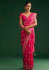 Classic Rani Pink Dola Silk Saree With Zari Detailing