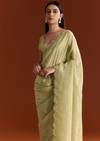 Light Green Tissue Zardosi Saree With Scallop Border