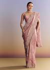 Pink Tissue Silk Saree With Scalloped Border