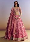 Rani Pink Banarasi Lehenga Set With Embroidered Choli