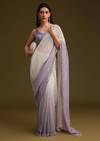 Lavender Ombre Sequins Saree With Scallop Embroidery Border