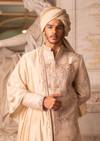 Gold Wedding Sherwani Set With Zardosi Work
