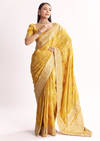 Yellow Jacquard Silk Saree With Woven Brocade Zari Work