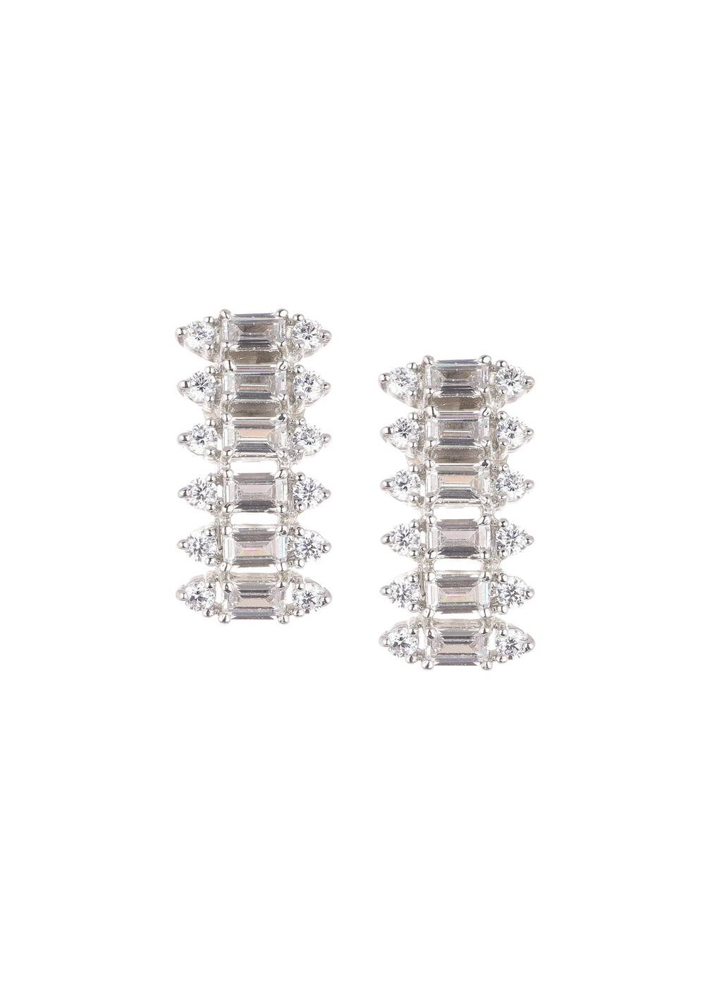92.5 Sterling Silver Studs Embedded With White Lab Diamonds