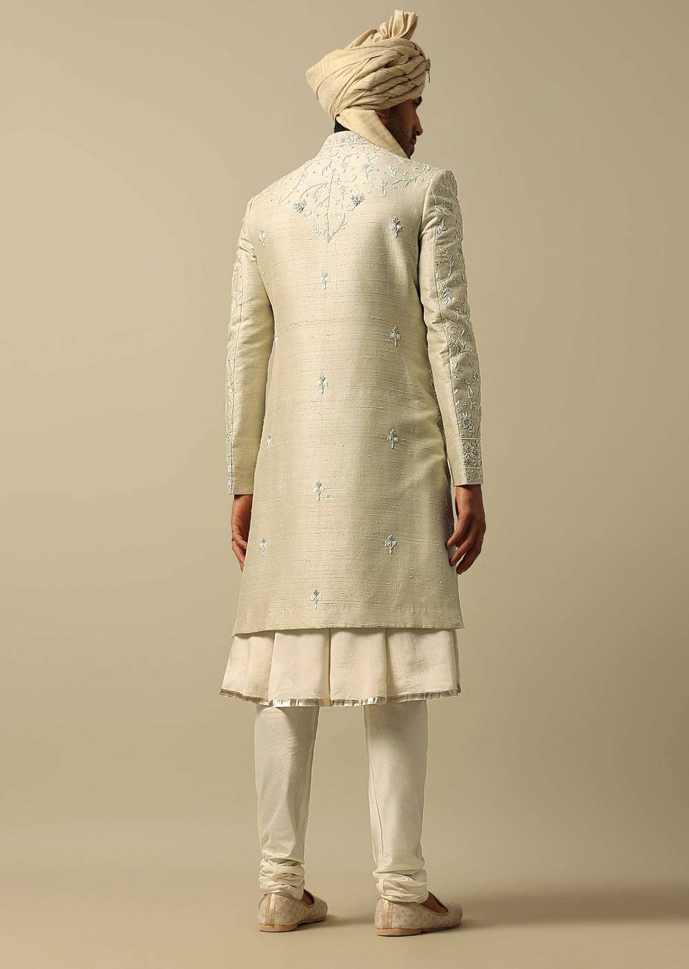 Timeless Green Raw Silk Sherwani