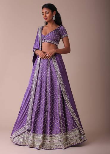 Lilac Purple Lehenga With Handwork Embroidery