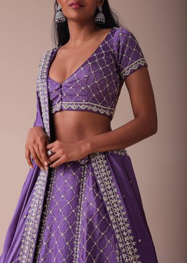 Lilac Purple Lehenga With Handwork Embroidery