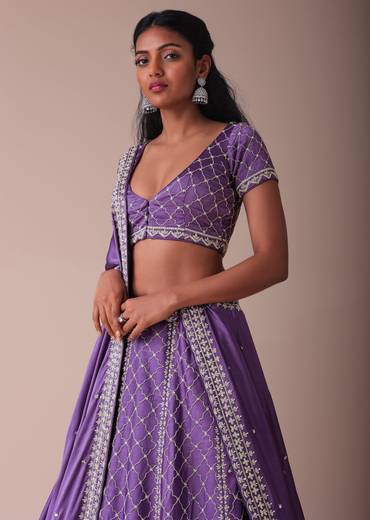 Lilac Purple Lehenga With Handwork Embroidery
