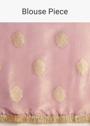 Lavender Tissue Silk Saree With Zari Frill Lace Border