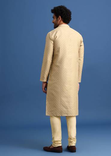Brown Foil Print Kurta Set