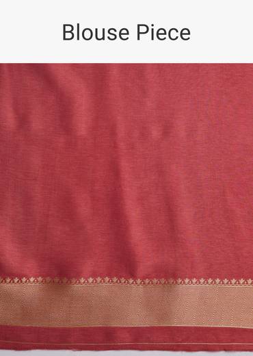 Punch Pink Dola Silk Saree With Zari Accents On Pallu And Border