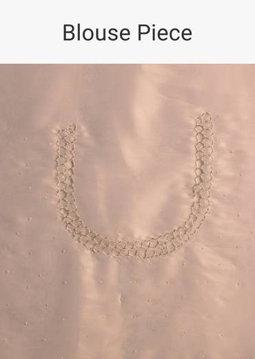 Peach Glass Tissue Saree With Cutdana And Beads Scallop Border