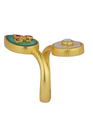 Gold Ring With Green Onyx And Zircon