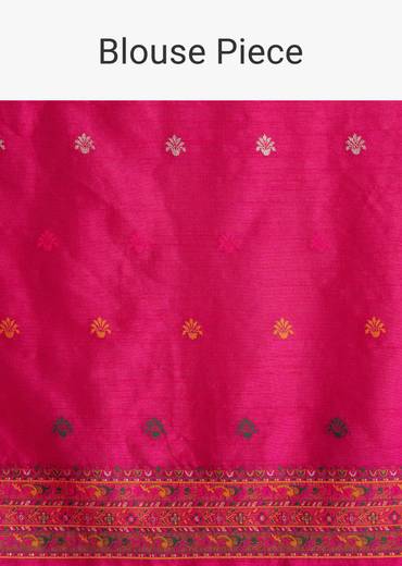 Pink Traditional Floral And Jaal Woven Saree