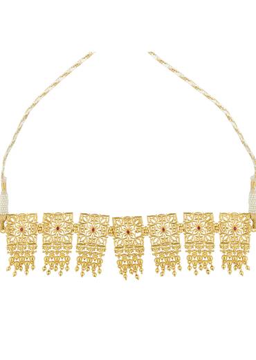 Antique Gold Mix Metal Zircon Choker Necklace