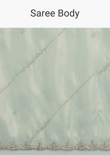 Aqua Blue Organza Tissue Saree With Embellished Border