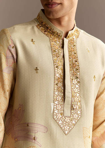 Beige Mirror Kurta Set