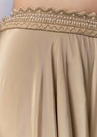 Beige Moti Work Crop Top Palazzo and Dupatta Set