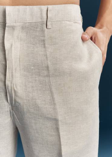 Beige Silk Kurta Jacket With Minimal Thread Detail