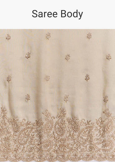 Beige Tissue Saree With Hand Embroidery With Cutdana And Sequins