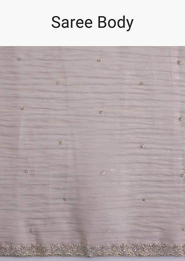 Beige Tissue Saree With Heavy Hand Embroidery