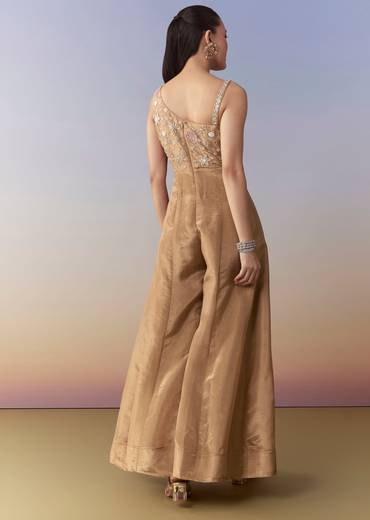Beige Zardozi Embroidered Jumpsuit