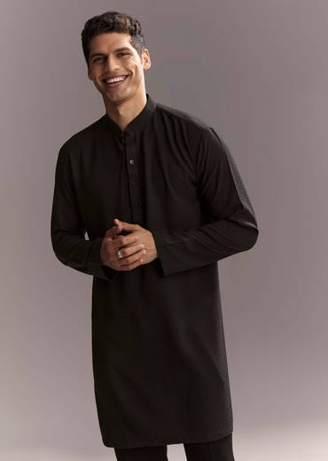 Black Jodhpuri Suit For Men With Hand Embroidery
