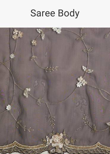 Black Organza Saree With All Over Floral Jaal Embroidery