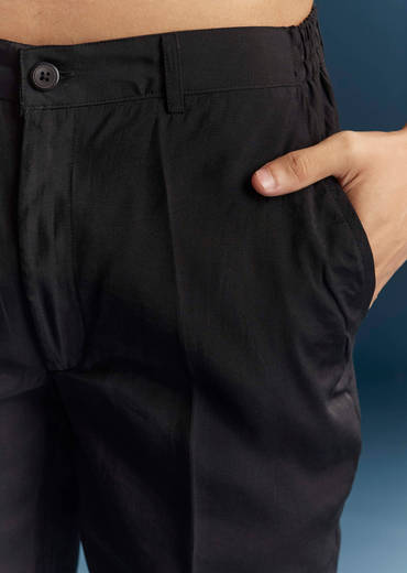 Black Silk Kurta Set For Men With Floral And Geometric Embroidery