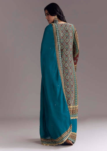 Blue Ajrakh Print Kurta Palazzo Set