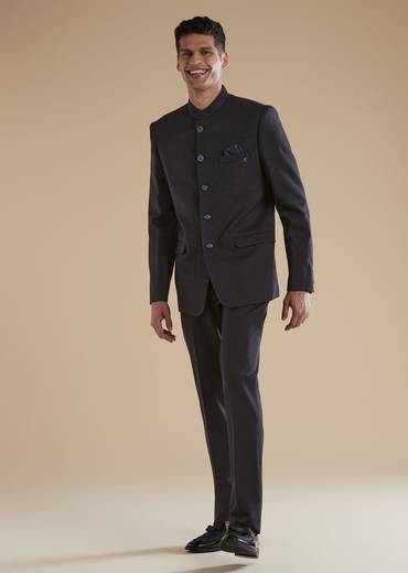 Blue Jodhpuri Set In Classic Plain Finish