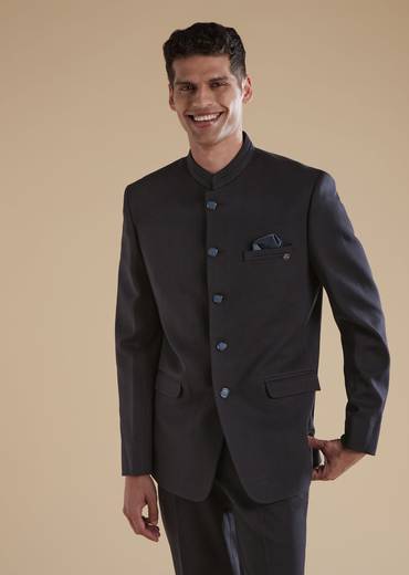 Blue Jodhpuri Set In Classic Plain Finish