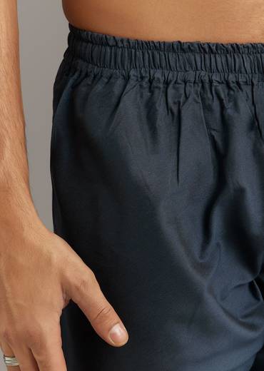 Blue Kurta Set With Thread Embroidered Jacket