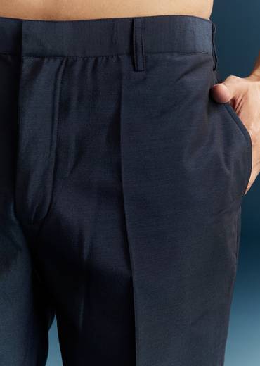 Blue Silk Kurta Jacket Set With Thread Mirror And Sequin Bead Work