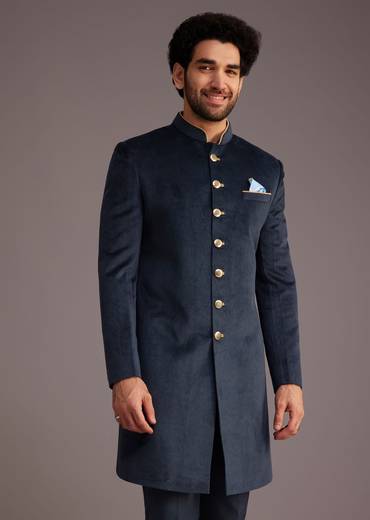 Blue Bandhgala Suit