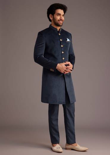 Blue Bandhgala Suit