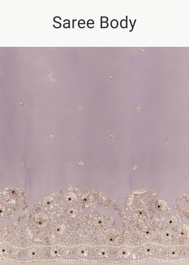 Blush Purple Tissue Saree With Floral Embroidery