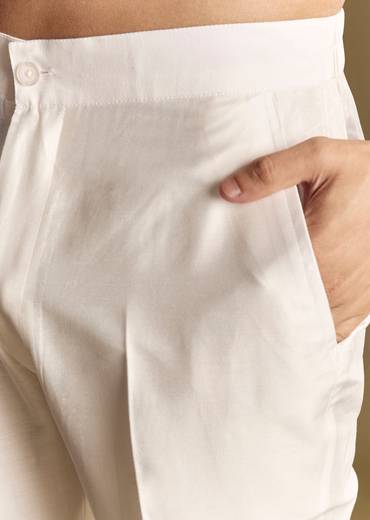 Bold Red Silk Kurta Set With Handcrafted Thread And Sequin Embellishments