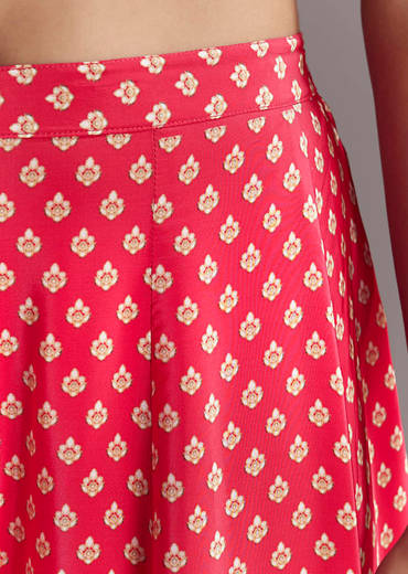 Bright Red Printed Cape Set