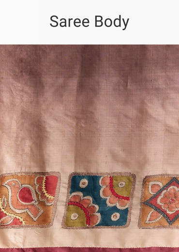 Brown Cotton Hand Painted Saree With Contrast Border