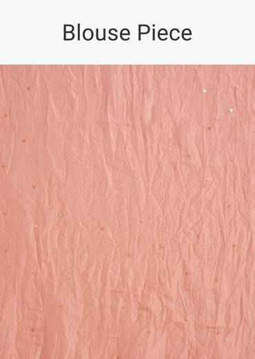 Dark Peach Crushed Tissue Embroidered Saree With Scallop Border