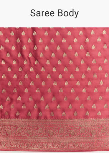 Dusky Pink Silk Saree With Butti And Woven Border